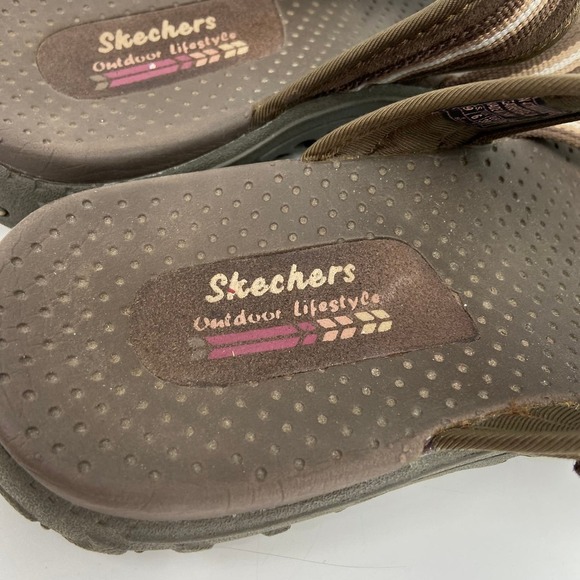 Skechers Leather Slide Thong Sandal Outdoor Lifestyle Adjustable Brown Size 9 - Picture 8 of 11